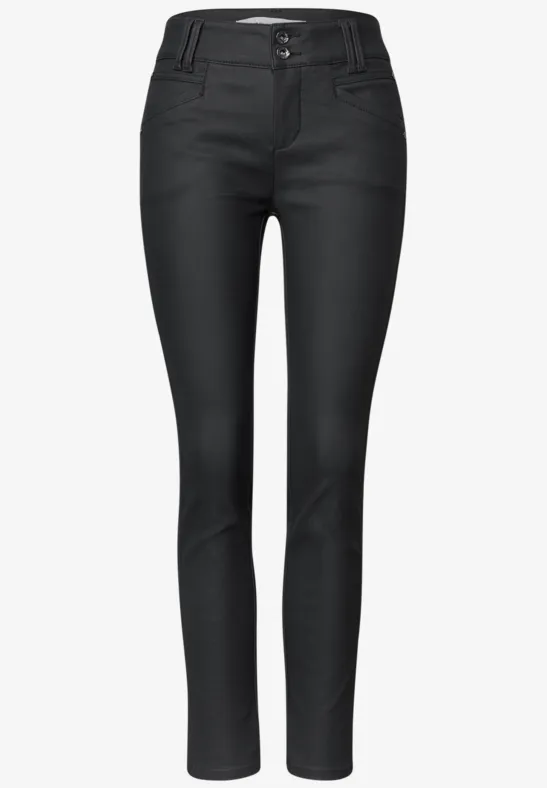 Schwarze Damenhose mit geradem Schnitt und Gürtelschlaufen vorne