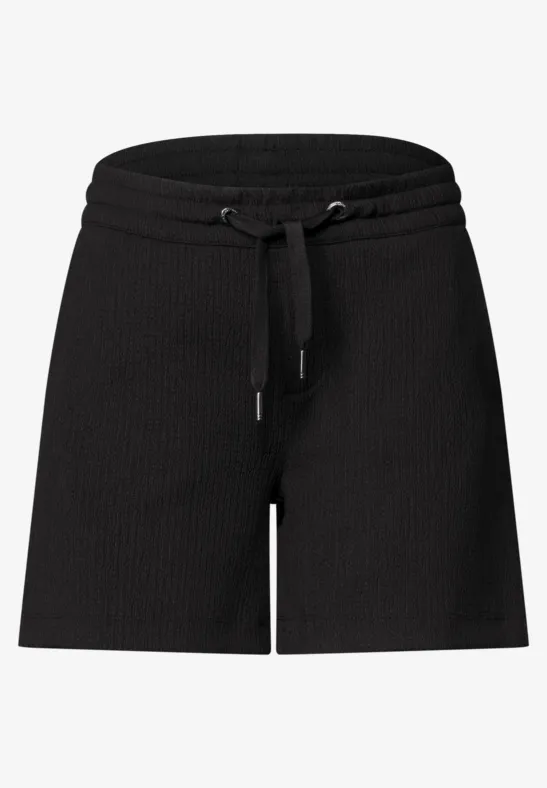 Shorts noirs côtelés avec taille élastique et cordon