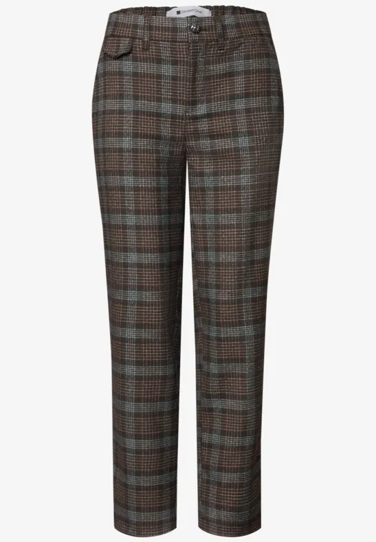 Getailleerde geruite broek in bruin- en grijstinten, reguliere taille en een nette pasvorm.