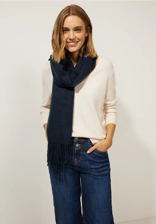 Herringbone Schal gravity blue