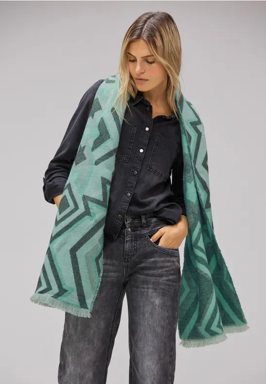 Langer Ikat Schal light polar mint