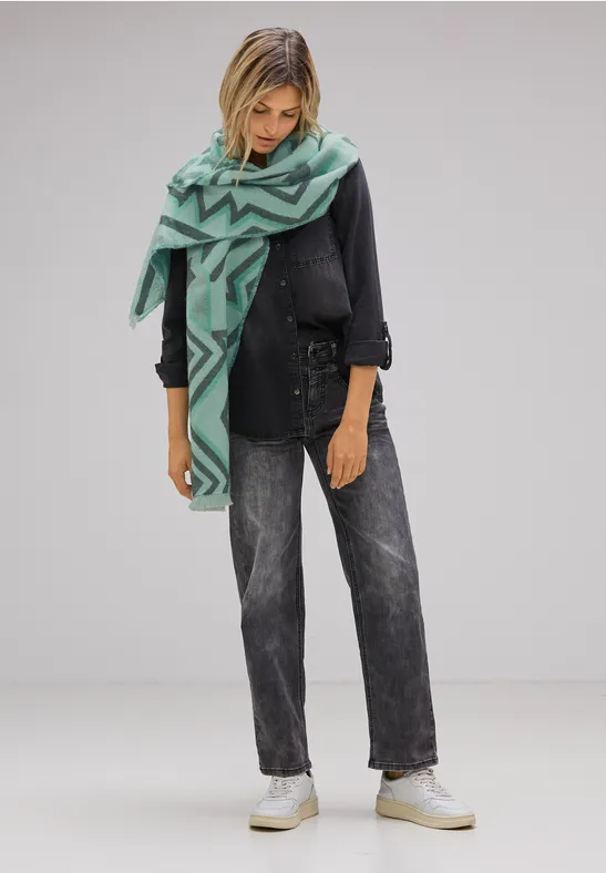 Langer Ikat Schal light polar mint