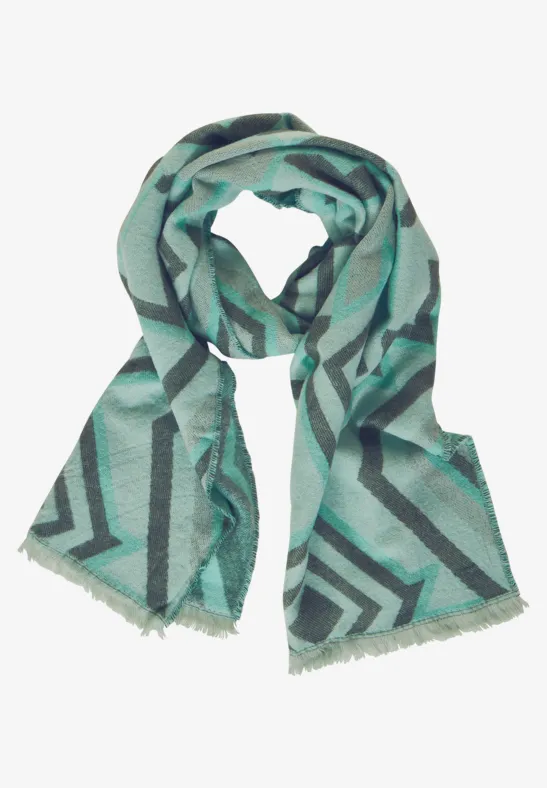 Langer Ikat Schal light polar mint
