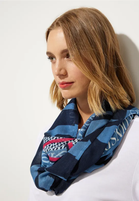 Print Loopschal dahlia blue