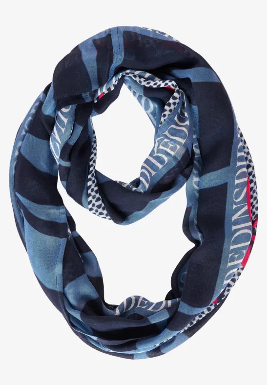 Print Loopschal dahlia blue