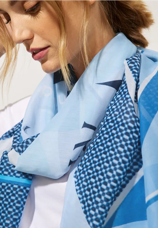 Langes Halstuch mit Print dahlia blue