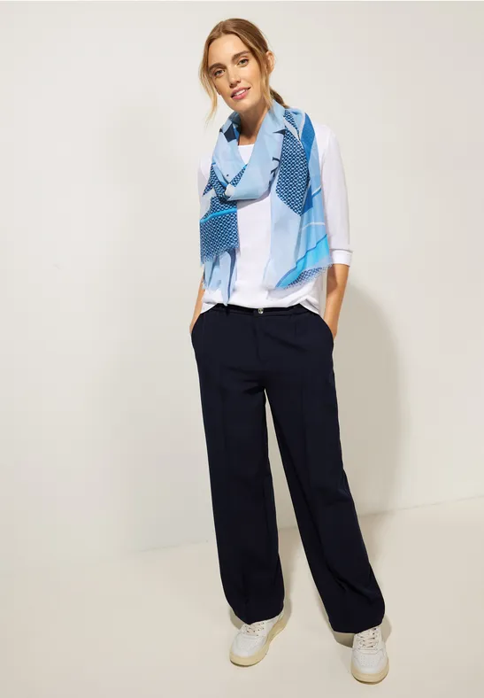 Langes Halstuch mit Print dahlia blue