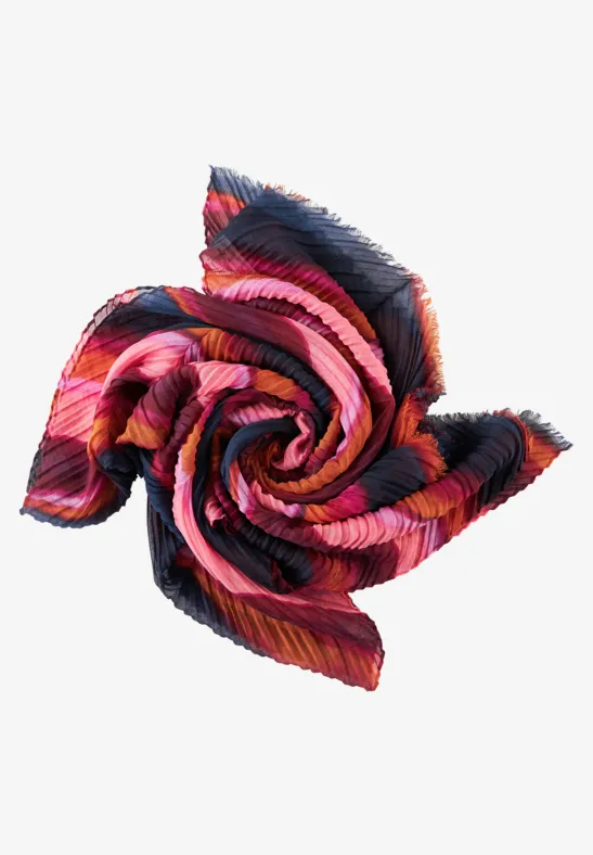 Plissée Schal mit Print multicolor