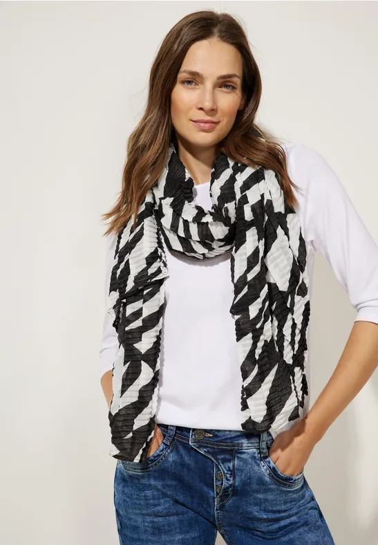 Plissée Schal mit Print Black