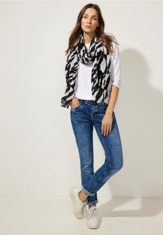 Plissée Schal mit Print Black