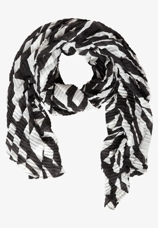Plissée Schal mit Print Black