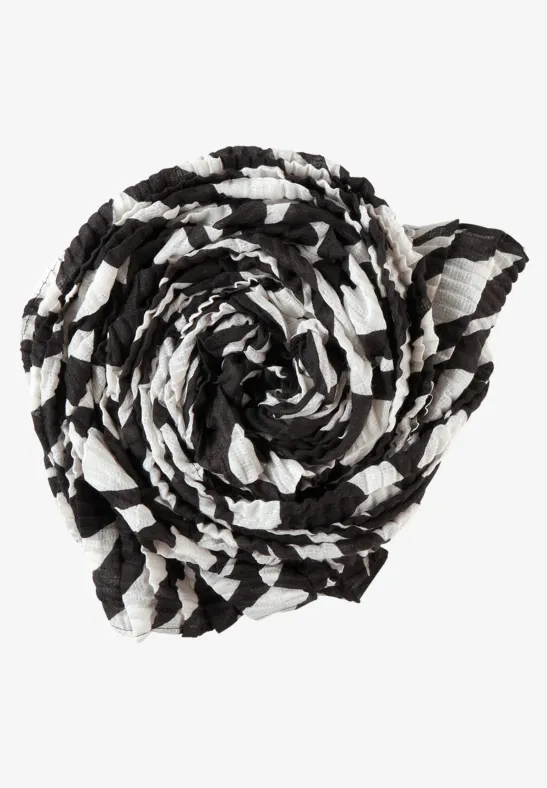 Plissée Schal mit Print Black