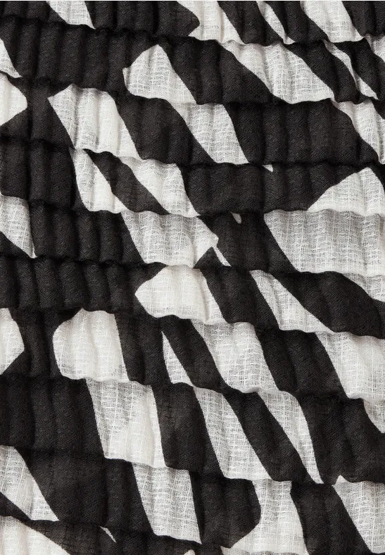 Plissée Schal mit Print Black