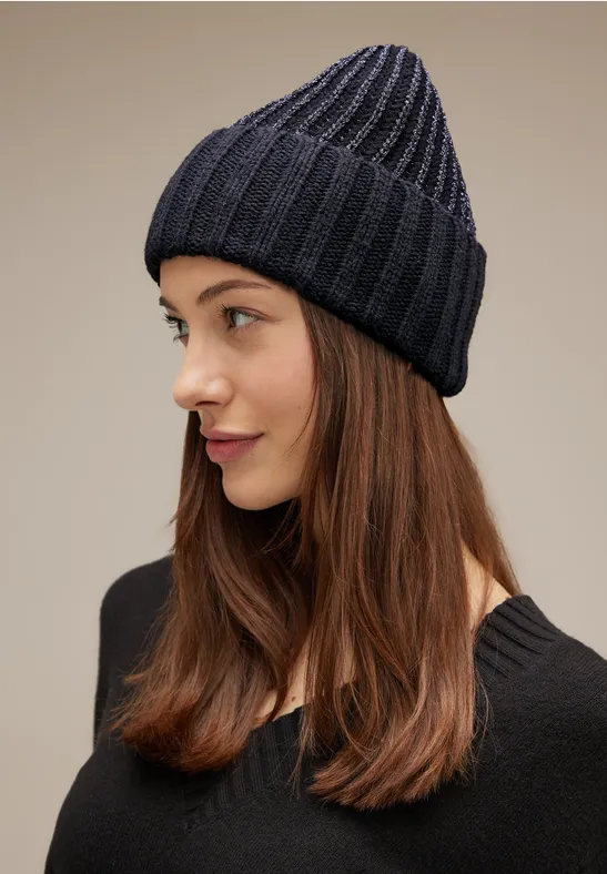 Bonnet en tricot avec fils lurex Black