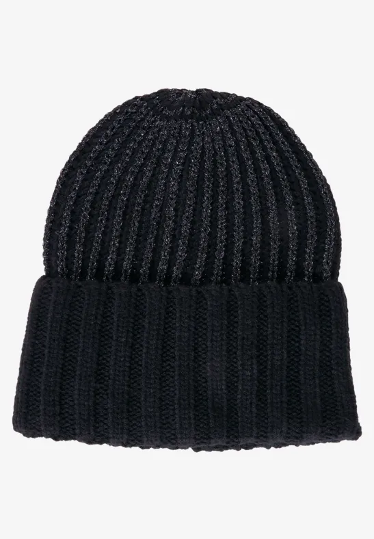 Bonnet en tricot avec fils lurex Black