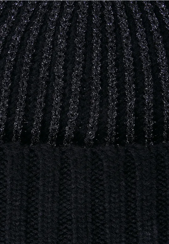 Bonnet en tricot avec fils lurex Black