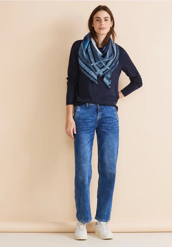 Foulard imprimé à franges frozen sea blue