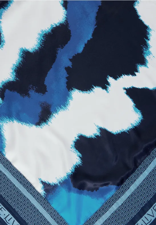 Foulard imprimé à franges frozen sea blue
