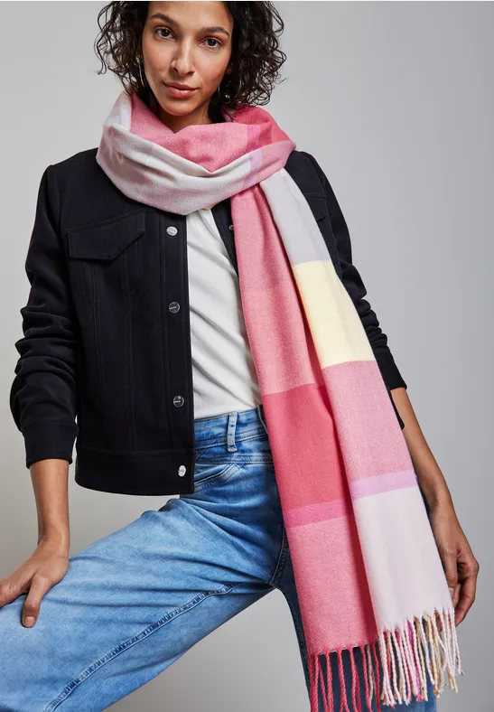 Gezellige Madras sjaal coral Pink