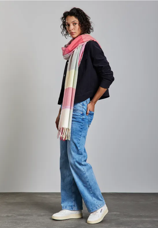 Gezellige Madras sjaal coral Pink
