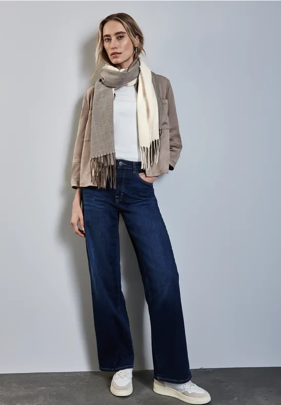 Zachte jacquard sjaal soft beige