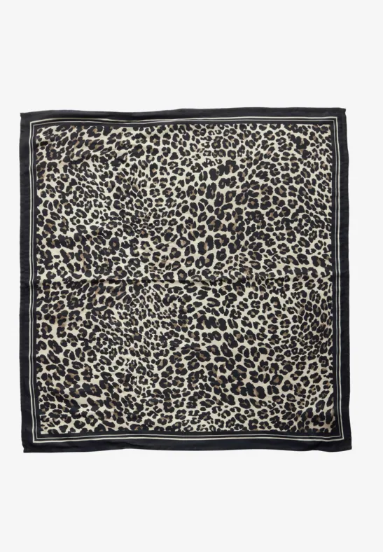 Satijnen sjaal met leopatroon Black