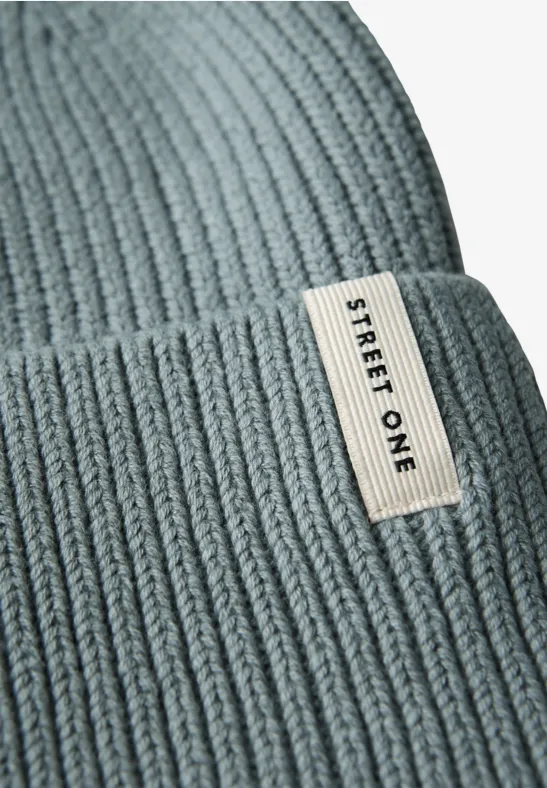 Ribgebreide muts sterling blue
