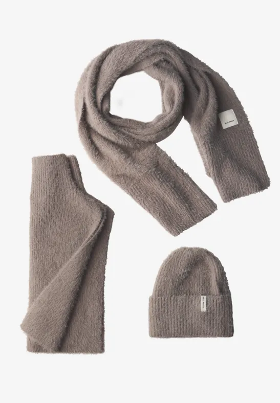 Beanie van verengaren Sandy Mocca Mel.