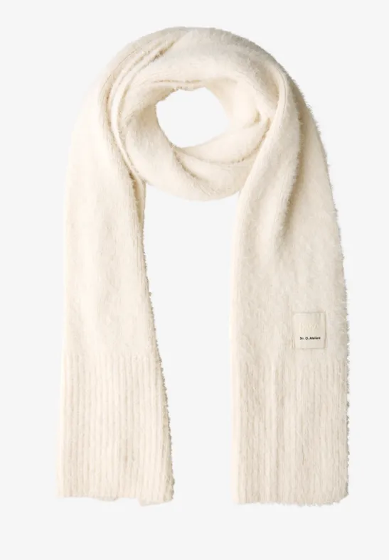 Langer Federgarn Schal lucid white