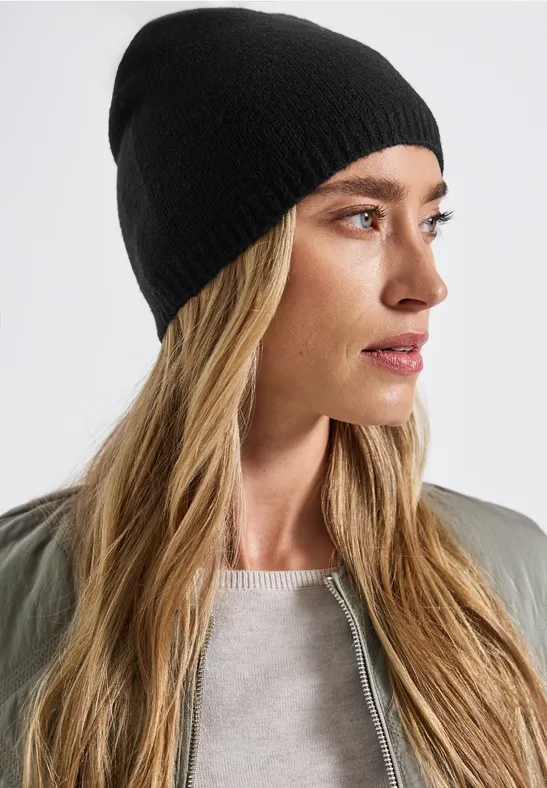 Feinstrick Beanie Black