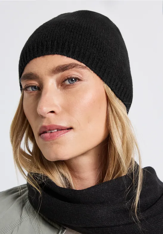 Feinstrick Beanie Black