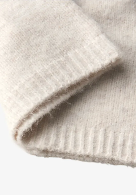 Fijn gebreide muts oak beige melange