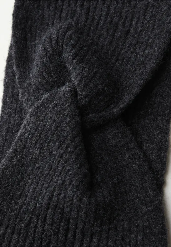 Fijn gebreide hoofdband anthracite melange