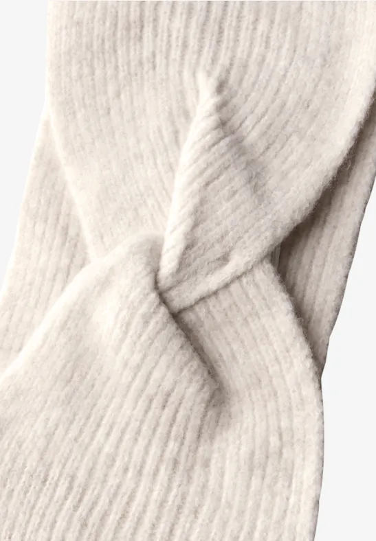 Fijn gebreide hoofdband oak beige melange