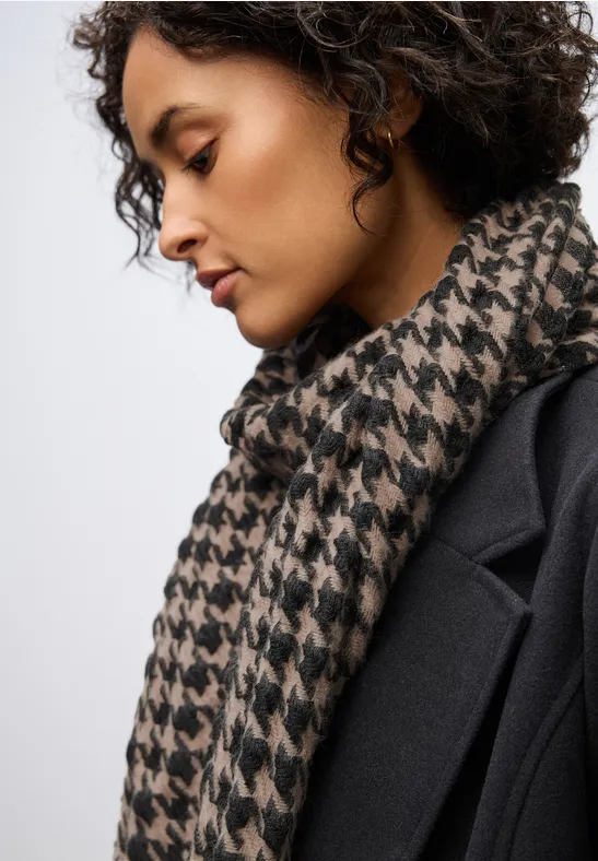 Houndstooth écharpe structurée Black