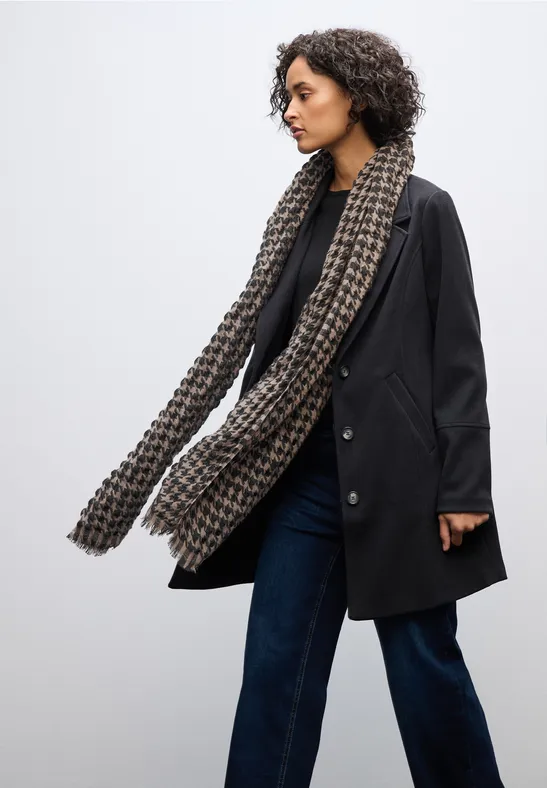 Houndstooth écharpe structurée Black