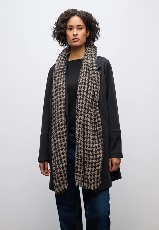 Houndstooth écharpe structurée Black