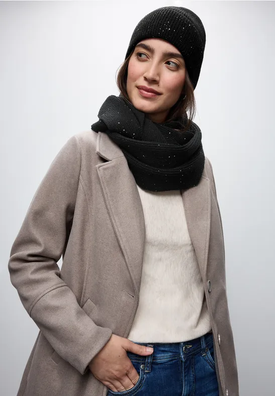 Beanie mit Pailletten Black