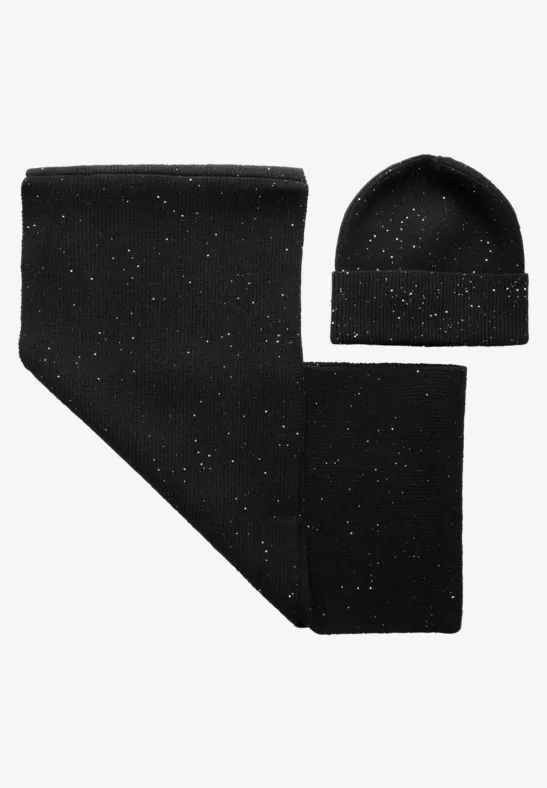 Beanie mit Pailletten Black