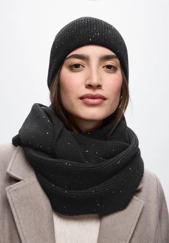 Foulard loop avec paillettes Black