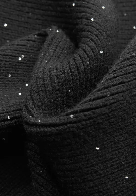 Foulard loop avec paillettes Black