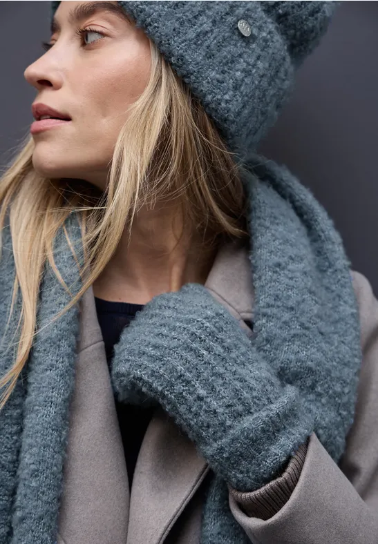 Bouclé Fäustlinge Slate Blue Mel.