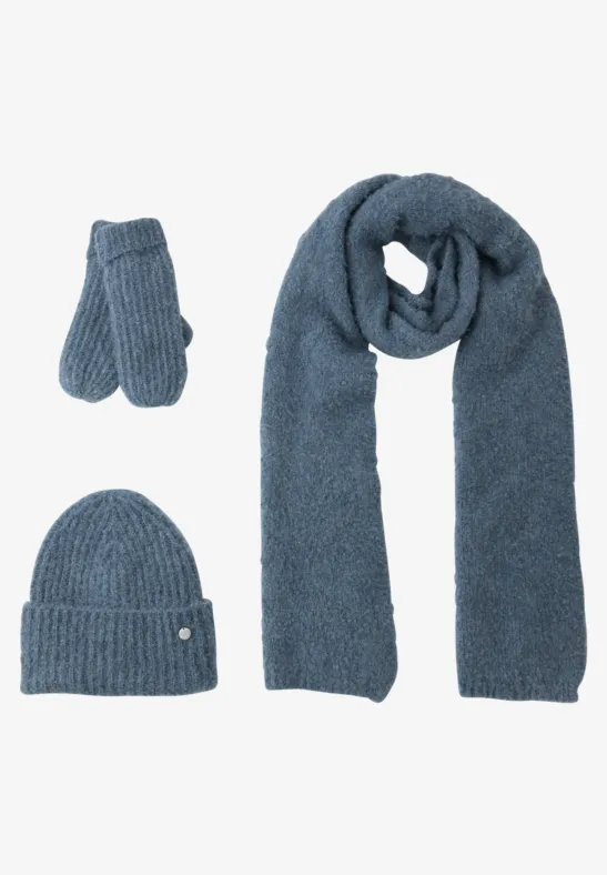 Bouclé Fäustlinge Slate Blue Mel.