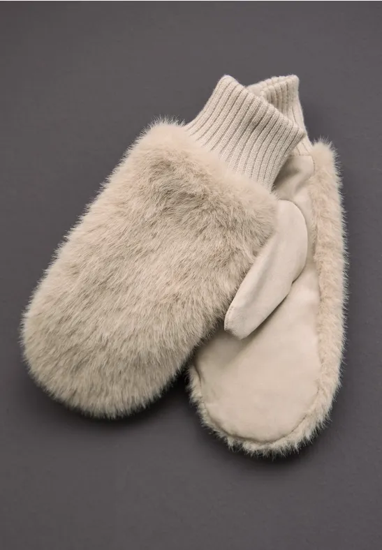 Velours Fäustlinge pastel sand