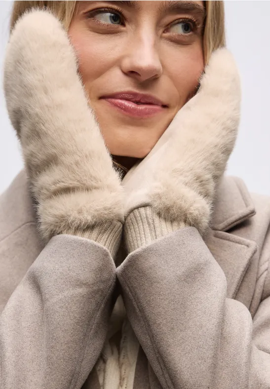 Velours Fäustlinge pastel sand