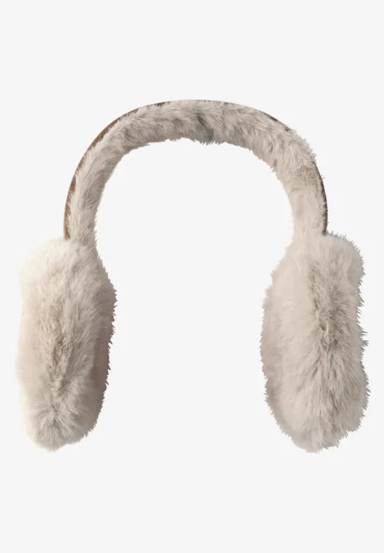 Oorwarmer van velours pastel sand