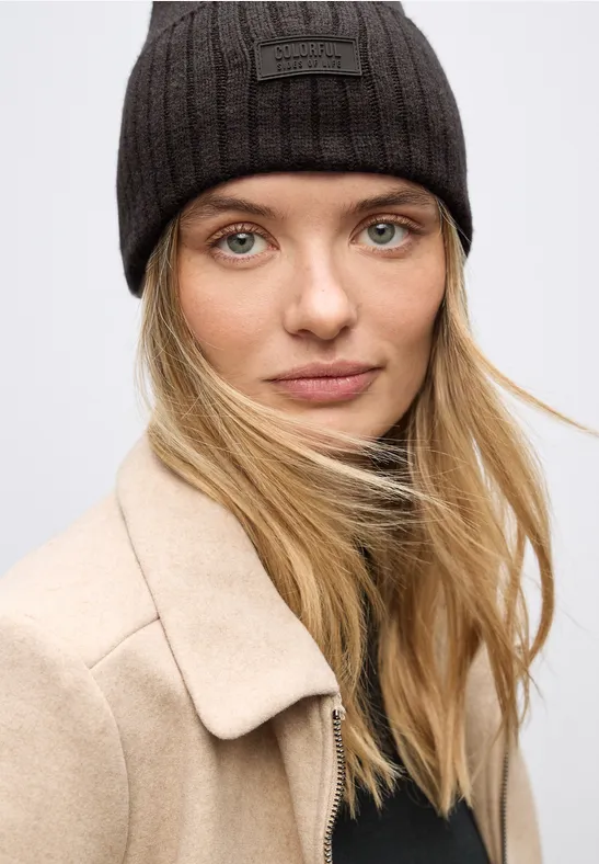 Rippstrick Beanie deep roast brown