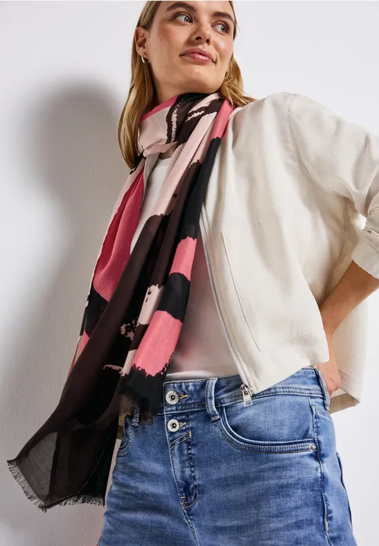 Lichtgewicht sjaal met patroon faded rose
