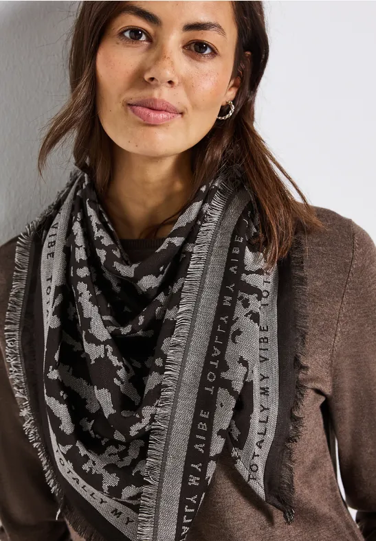 Foulard triangulaire jacquard deep roast brown