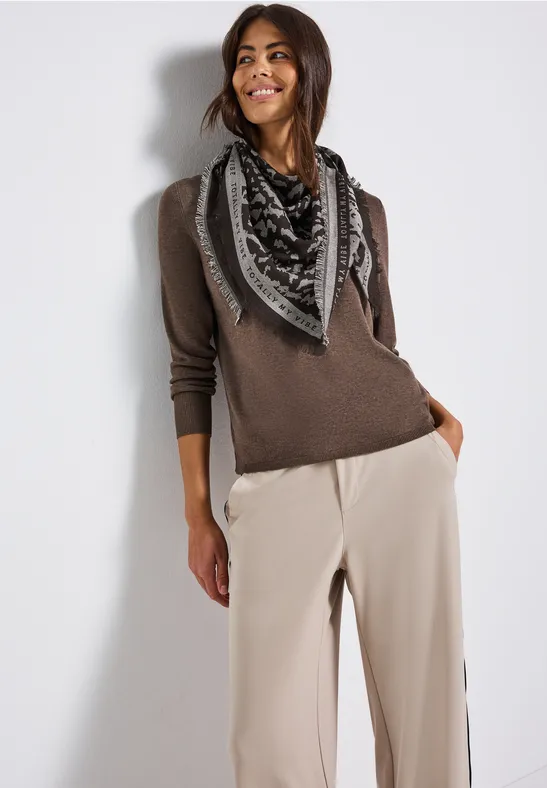 Foulard triangulaire jacquard deep roast brown